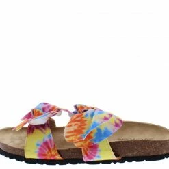 Mata Shoes Broadwalk16 Blue Yellow Dual Knotted Open To Slide Sandal