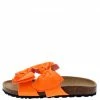 Mata Shoes Broadwalk9 Orange Dual Bow Mule Slide Flat Sandal