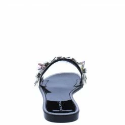 Shoe Republica Shoes Buick Black Multi Flower Open Toe Mule Slide Sandal