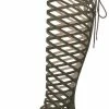 Realplay Burke03 Olive Criss Cross Chunky Square Heel Boot Boots