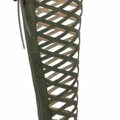 Realplay Burke03 Olive Criss Cross Chunky Square Heel Boot Boots