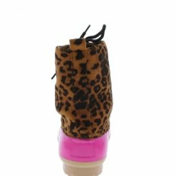 CAPE ROBBIN Caesar Pink Leopard Lace Up Extended Ankle Duck Boot Boots