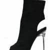 CAPE ROBBIN Cally Black Peep Toe Cut Out Angled Lucite Heel Boot Boots