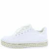 Liliana Irene113 White Lace Up Rhinestone Platform Sneaker Flat What's New