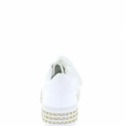 Liliana Irene113 White Lace Up Rhinestone Platform Sneaker Flat What's New
