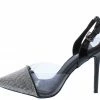 ELEGANCE What's New Cardy2 Black Embellished Pointed Toe Slingback Heel