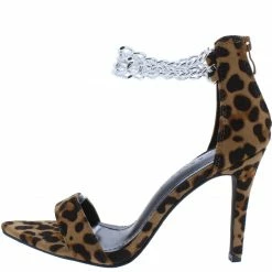 Legend Carmen07 Leopard Pointed Open Toe Dual Ankle Chain Stiletto Heel What's New