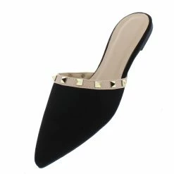 Legend What's New Celica40 Black Nubuck Pointed Toe Stud Lined Mule Flat