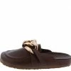 JP Champion02 Chestnut Pu Round Toe Upper Chain Loafer Mule Sandal What's New