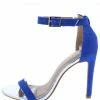 ELEGANCE Shoes Charlie161 Blue Open Toe Ankle Strap Stiletto Heel