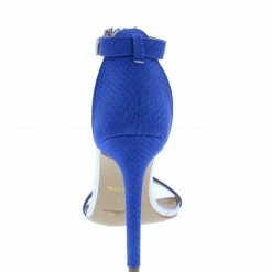 ELEGANCE Shoes Charlie161 Blue Open Toe Ankle Strap Stiletto Heel