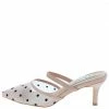 Weeboo Cherry4 Nude Polka Dot Mesh Pointed Toe Slide Short Heel
