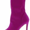 Pink Kiss Cherry Fuchsia Fabric Square Open Toe Stiletto Boot