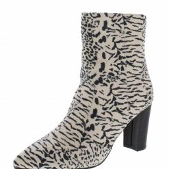 Shoe Republica Chilla Snow Leopard Pointed Toe Rear Zip Ankle Boot