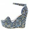 JP Chosen03 Denim Open Toe Ankle Strap Platform Wedge