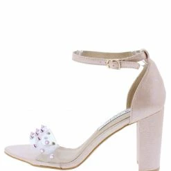 Weeboo Christal018 Blush Studded Lucite Open Toe Ankle Strap Heel Shoes