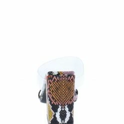 Weeboo Shoes Christal20 Snake Multi Red Open Toe Lucite Band Block Heel