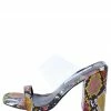 Weeboo Shoes Christal20 Snake Multi Red Open Toe Lucite Band Block Heel