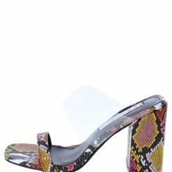 Weeboo Shoes Christal20 Snake Multi Red Open Toe Lucite Band Block Heel