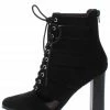 Shoe Republica Boots Cilic Black Caged Lace Up Block Heel Ankle Boot