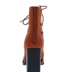 Shoe Republica What's New Cilic Terracotta Caged Lace Up Block Heel Ankle Boot