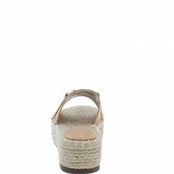 Shoe Republica Circelli Camel Metallic Bit Open Toe Espadrille Slide Wedge Shoes