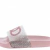 SUP Circle100 Pink Sparkle Open Toe Flat Slide Sandal