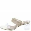 SUP Shoes Clear900 Gold Open Toe Embellished Slide Lucite Heel