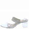 SUP What's New Clear900 Silver Open Toe Embellished Slide Lucite Heel