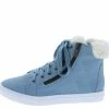 Forever Link Comment27 Blue Furry Cuff Side Zip Lace Up Boot What's New