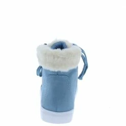 Forever Link Comment27 Blue Furry Cuff Side Zip Lace Up Boot What's New