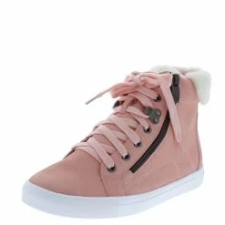 Forever Link What's New Comment27 Pink Furry Cuff Side Zip Lace Up Boot