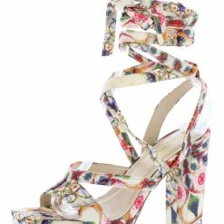 JP Shoes Compose04 Blush Strappy Open Toe Ankle Wrap Platform Heel