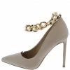 Bamboo Condition20 Nude Pointed Toe Ankle Chain Stiletto Heel What's New