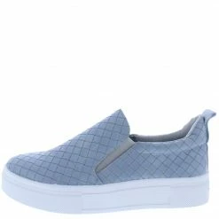 Liliana Shoes Christine233 Slate Blue Woven Round Toe Slip On Sneaker Boot