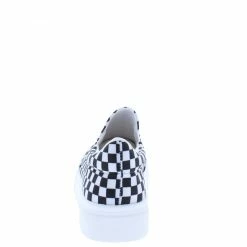 Liliana Shoes Sandra038 Black Check Slip On Sneaker Flat