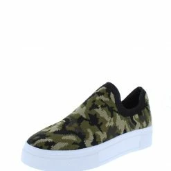 Liliana Marilyn130 Camouflage Round Toe Slip On Sneaker Flat