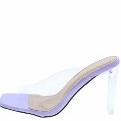 In Touch Layla4 Purple Clear Lucite Open Toe Slide Block Heel What's New