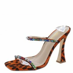 Elegant Covinaa32 Orange Multi Jeweled Dual Strap Contoured Heel What's New
