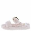 Mata Shoes Cuddle2 Pink Faux Fur Open Toe Dual Strap Slide Sandal