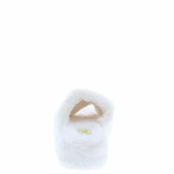 Mata What's New Cuddle White Faux Fur Open Toe Flat Slide Sandal