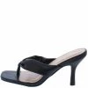 Elegant Dabie2 Black Square Open Toe Thong Short Heel What's New