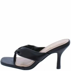 Elegant Dabie2 Black Square Open Toe Thong Short Heel What's New