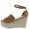 Elegant Daelyn1 Tan Open Toe Ankle Strap Espadrille Wedge