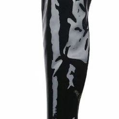 CAPE ROBBIN What's New Dalen Black Pat Pointed Toe Thigh High Stiletto Boot