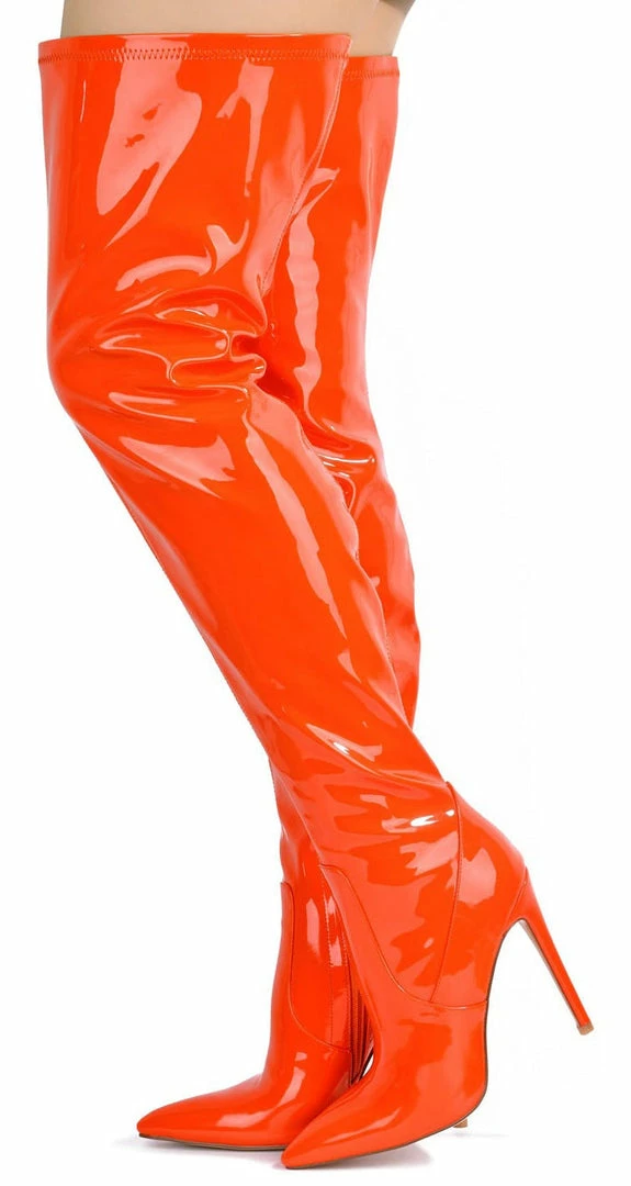 CAPE ROBBIN Boots Dalen Red Pat Pointed Toe Thigh High Stiletto Boot 6 CAPE ROBBIN Boots Dalen Red Pat Pointed Toe Thigh High Stiletto Boot