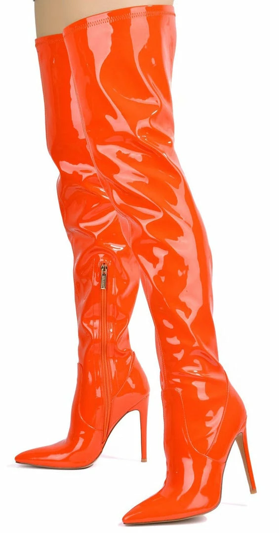 CAPE ROBBIN Boots Dalen Red Pat Pointed Toe Thigh High Stiletto Boot 4 CAPE ROBBIN Boots Dalen Red Pat Pointed Toe Thigh High Stiletto Boot