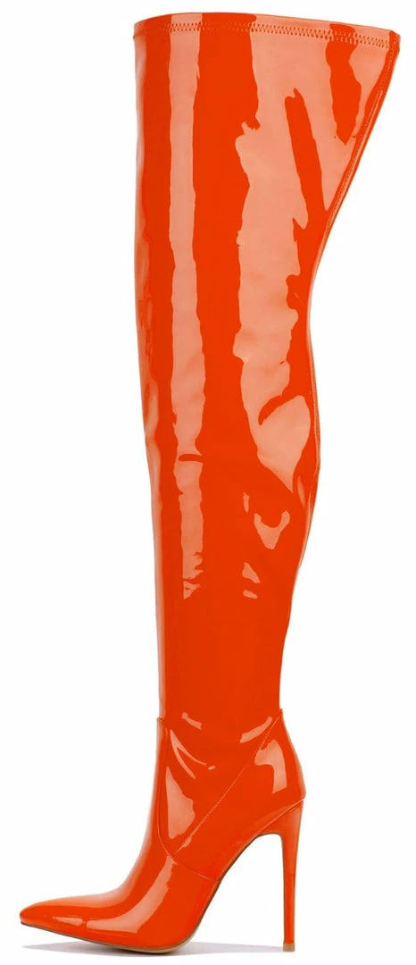 CAPE ROBBIN Boots Dalen Red Pat Pointed Toe Thigh High Stiletto Boot 3 CAPE ROBBIN Boots Dalen Red Pat Pointed Toe Thigh High Stiletto Boot