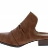 In Touch Shoes Savannah030 Cognac Pu Ruched Loafer Mule Heel