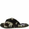 Liliana Natalie263 Camouflage Faux Fur Cross Strap Slide Sandal